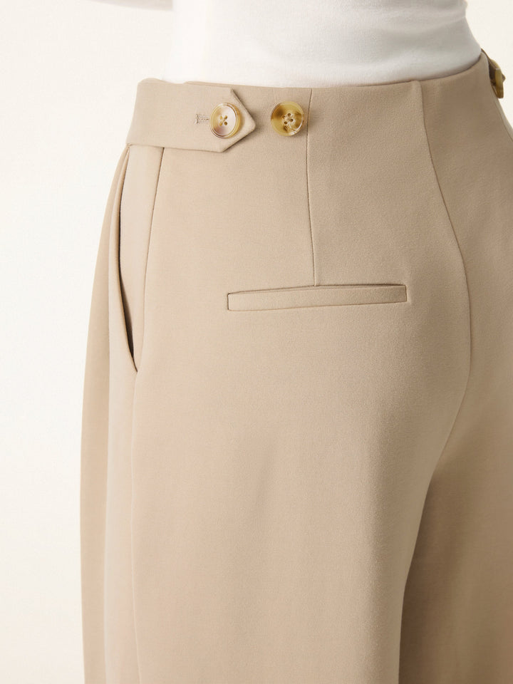 Mid Rise Wide Leg Ankled Pull-on Pants with Pockets