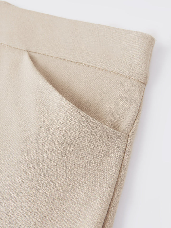 Ponte High Rise Straight Leg Cropped Fly-Front Trousers with Pockets
