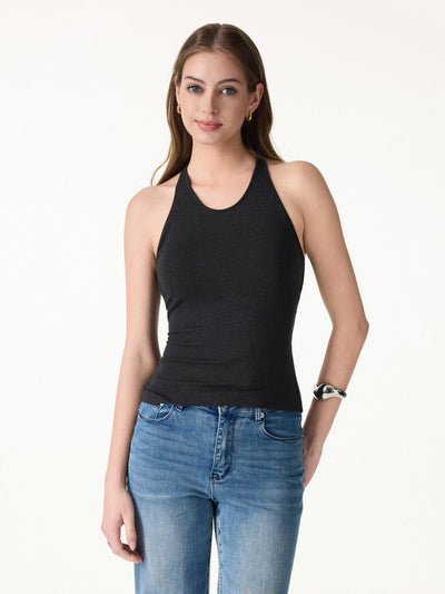 Sweat-Wicking Scoop Neck Bra Tank Graphite Black Grey XS