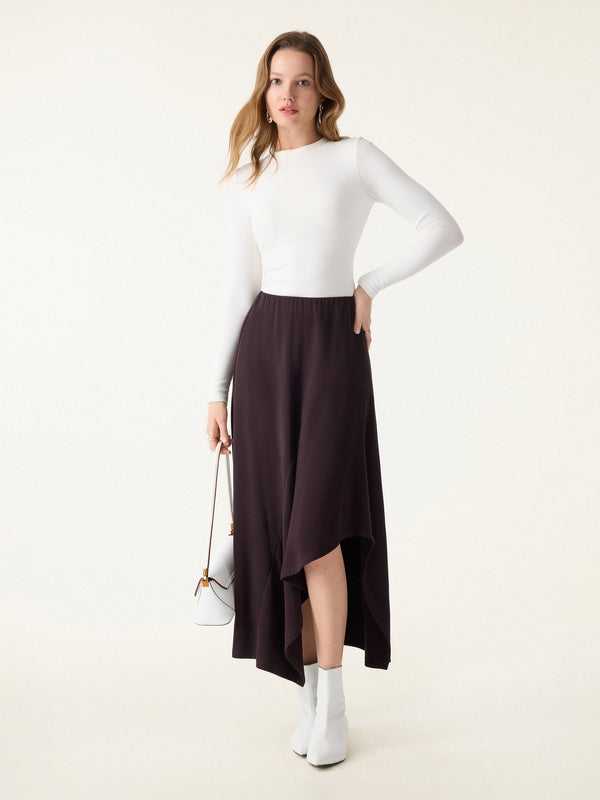 Flowy A-line Asymmetrical Midi Skirt