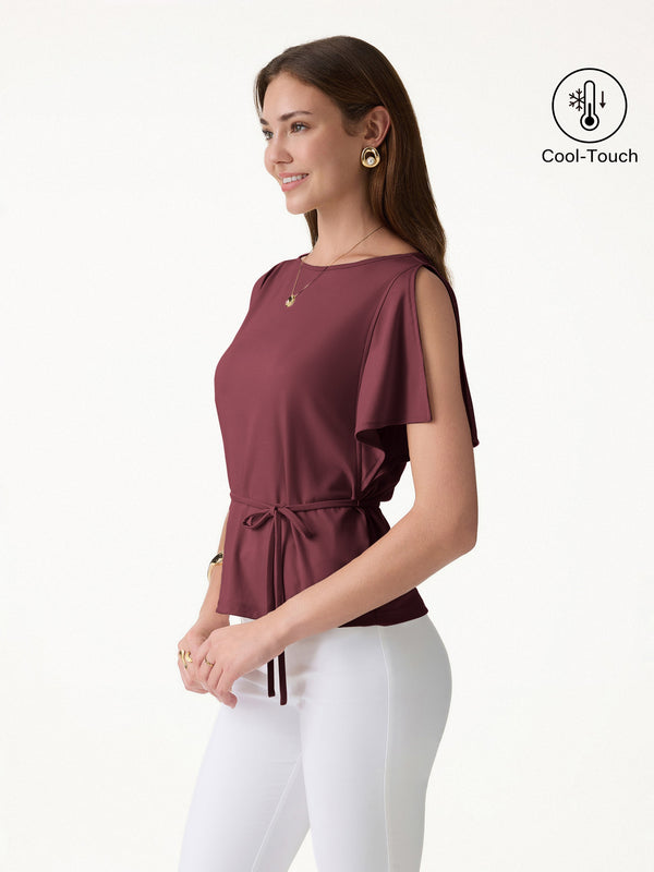 OGLmove CoolTouch Relaxed Boatneck Self-Tie Top Ancora XS