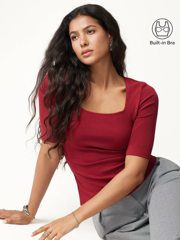 OGLmove Eco-Mousse® Elbow Sleeve Bra Top Retro Red XXS