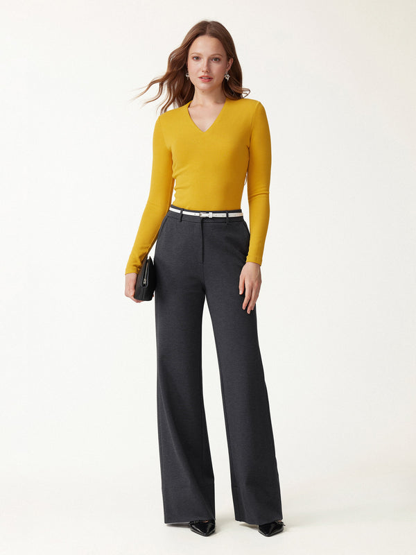 OGLmove Ponte Mid-Rise Wide-Leg Pants with Pockets