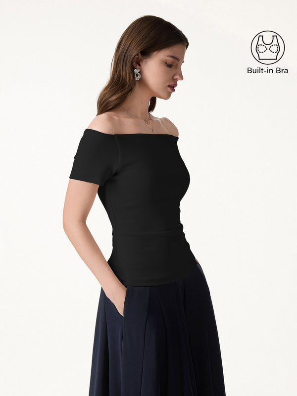 OGLmove Cotton Lyocell Off-the-Shoulder Bra Top