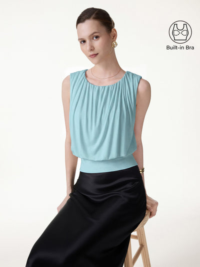 OGLmove Gathered Sleeveless Bra Top Sea Corn XS