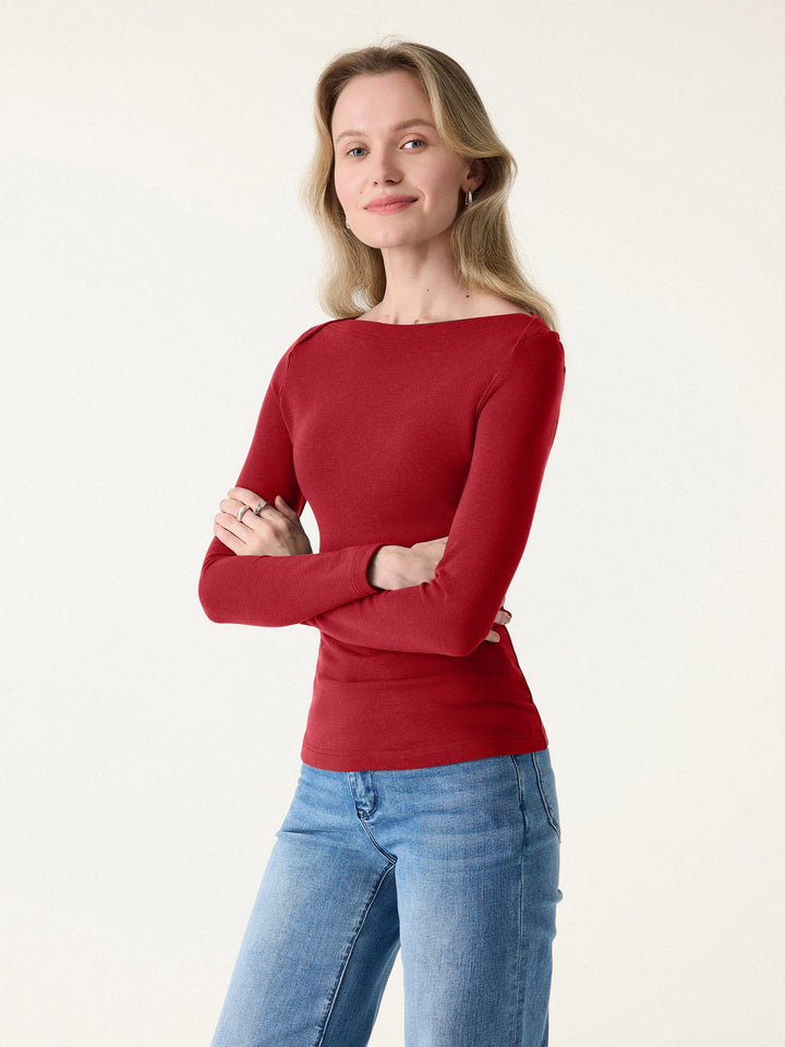 ProWarm Boatneck Long Sleeve Top Christmas Red XS