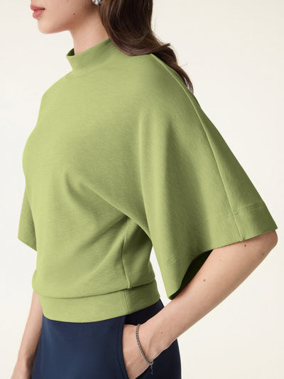 OGLmove Plantive Mockneck Batwing Short Sleeve Top Peridot XS