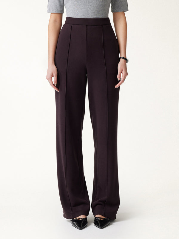 OGLmove GingerWarm Mid-Rise Straight-Leg Pintuck Pants with Pockets