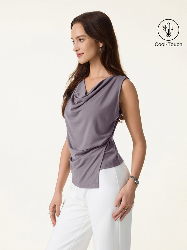 OGLmove Cowl Neck Tucked Sleeveless Top