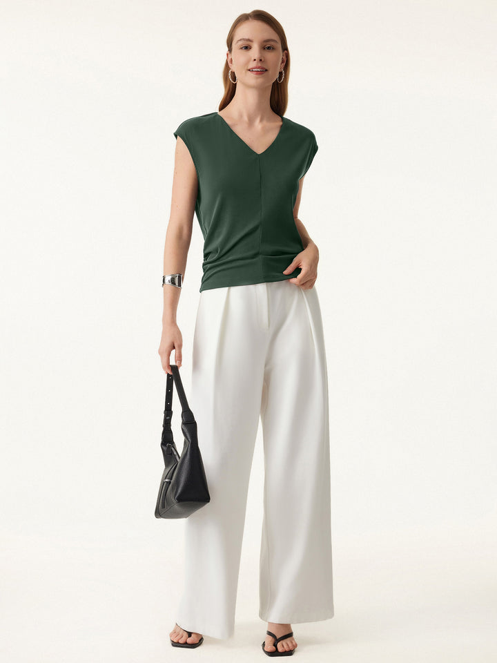 Sandwashed Crewneck Cap Sleeve Top