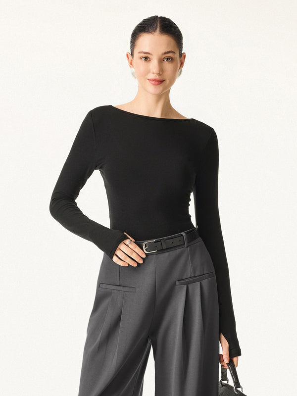 Essential Lyocell Cashmere Multi-Wear Long Sleeve Top with Thumbholes