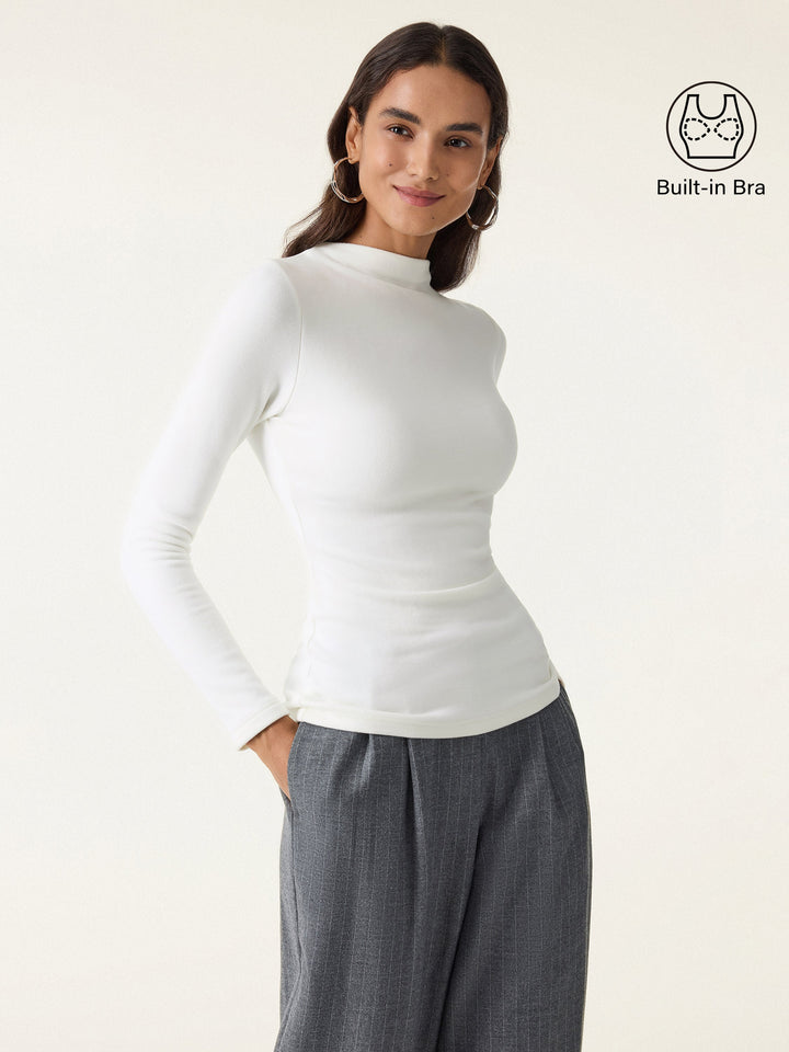MaxWarm Brushed Mockneck Long Sleeve Brami White XS