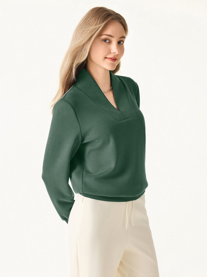 Essential V-Neck Long Sleeve Pullover Top