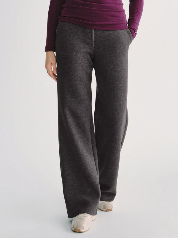 OGLmove FuzzLuxe Mid-Rise Straight-Leg Pants with Pockets Regular Heather Shadow Grey