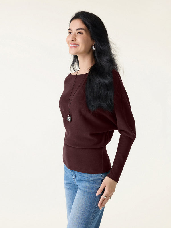 MaxWarm Boatneck Top with Close-Fit Hem Ruby Red XS