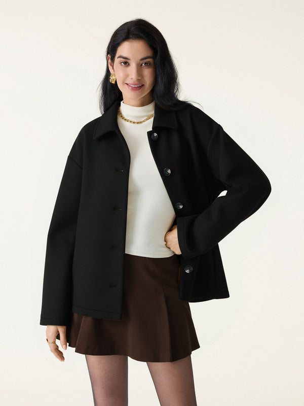 FuzzLuxe Belted Button Front Jacket Black XS