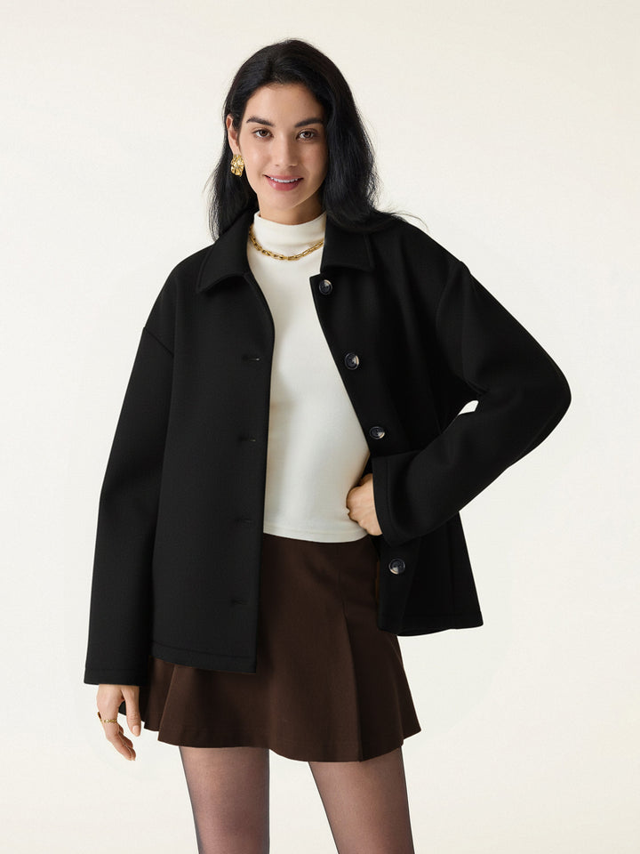 FuzzLuxe Belted Button Front Jacket Black XS