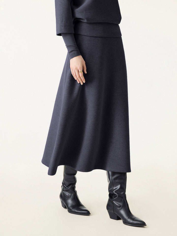 FuzzLuxe Essential Midi A-line Circle Skirt Black Navy XS