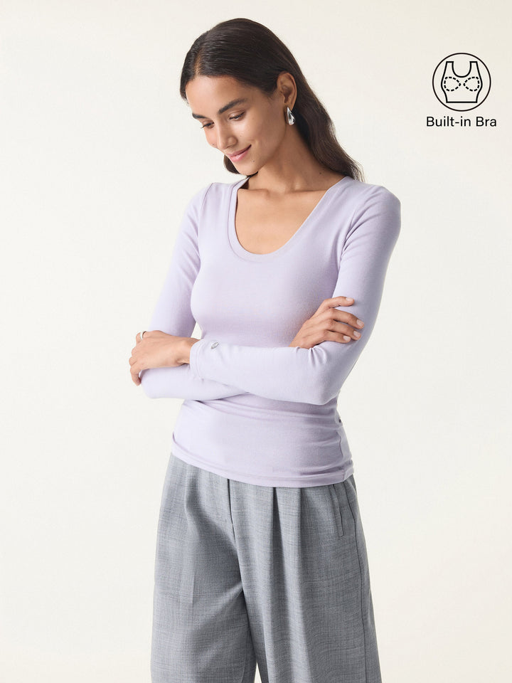 LiteWarm Round Neck Long Sleeve Brami Lilac Mist XS