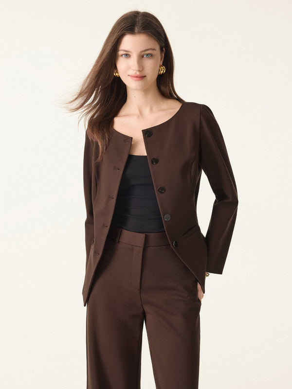 Empower Stretch Boatneck Blazer Hickory Brown XS