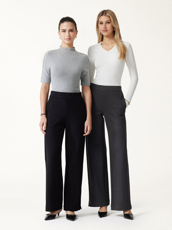 OGLmove FuzzLuxe High-Rise Wide Leg Pintuck Pants with Pockets