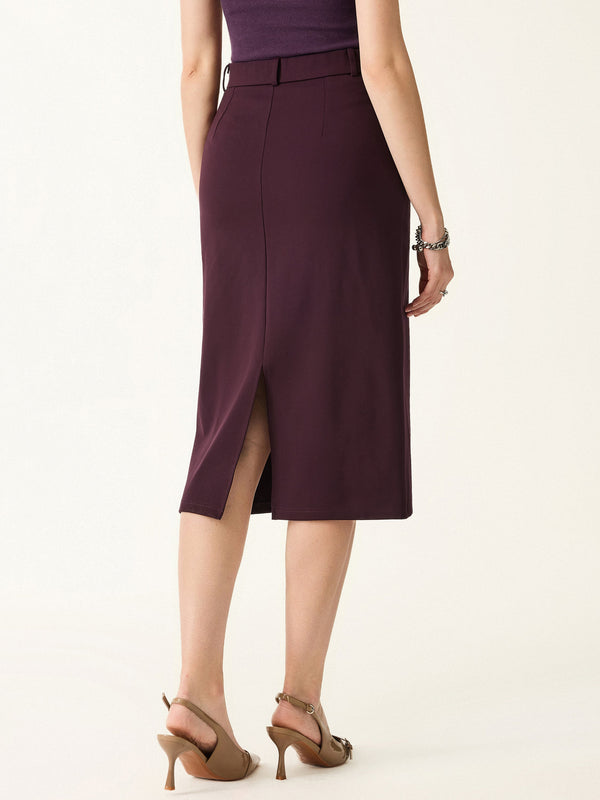 Essential A-line Midi Skirt with Zippered Pockets Sangria XS