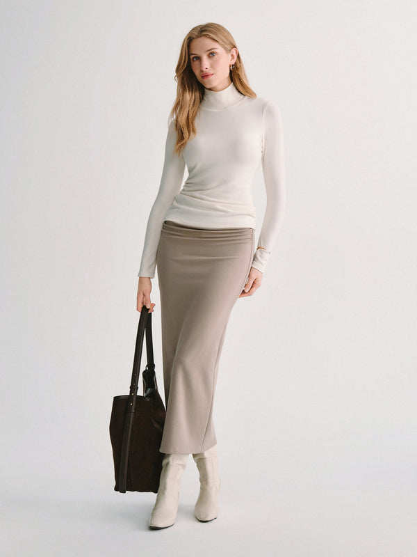 OGLmove MaxWarm Ruched Side Pencil Maxi Skirt