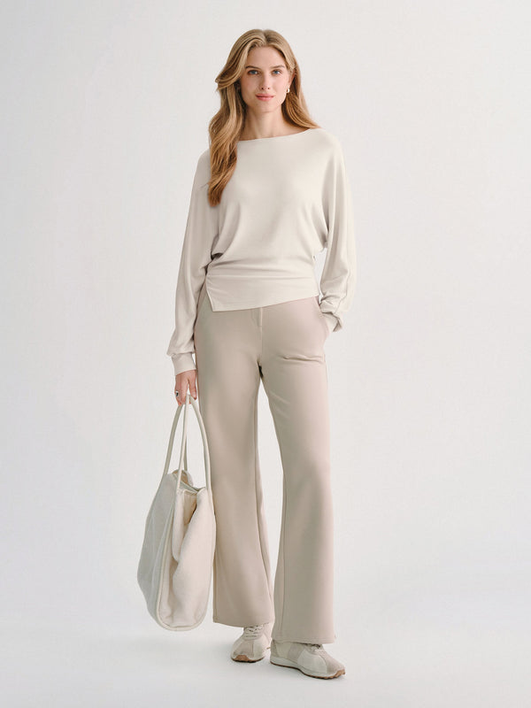OGLmove LiteWarm Boatneck Long Sleeve Asymmetrical Hem Top