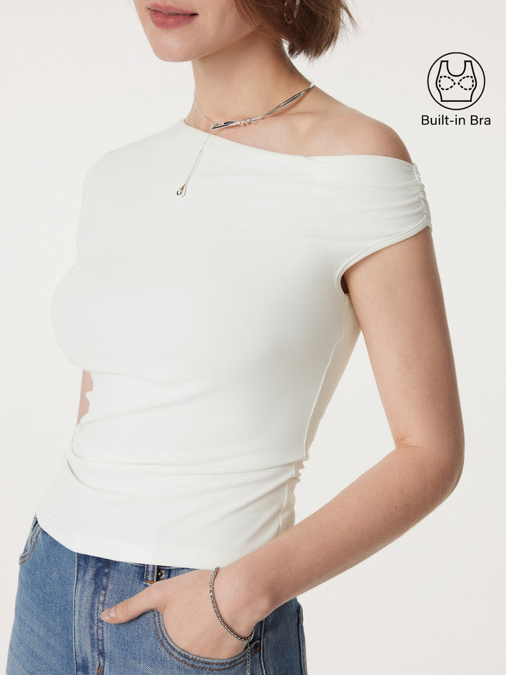 2Pcs Set Asymmetrical Cold Shoulder New Airy Brami Top