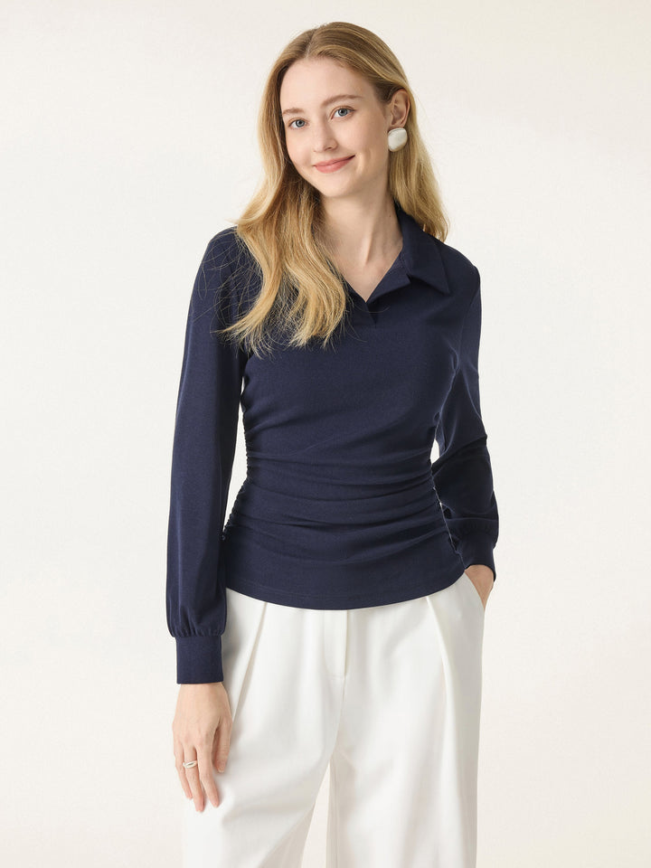 Light Warm Polo Neck Side Ruched Brami Top