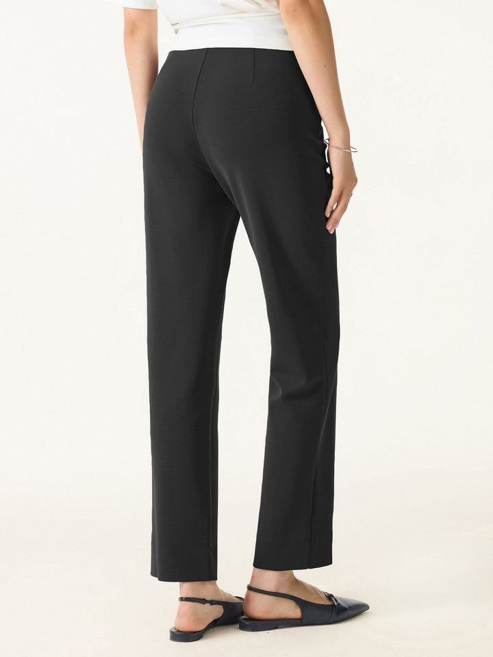 Sandwashed Mid Rise Slim Straight Pull-on Pants with Pockets