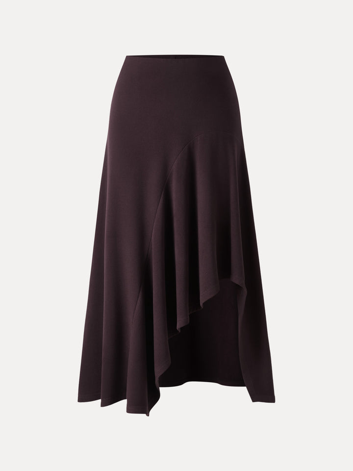 Flowy A-line Asymmetrical Midi Skirt