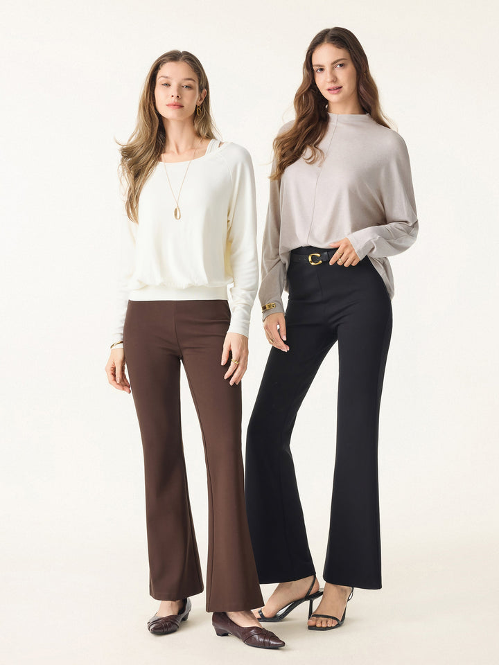 Slimming Ponte High Rise Pull-on Flared Pants