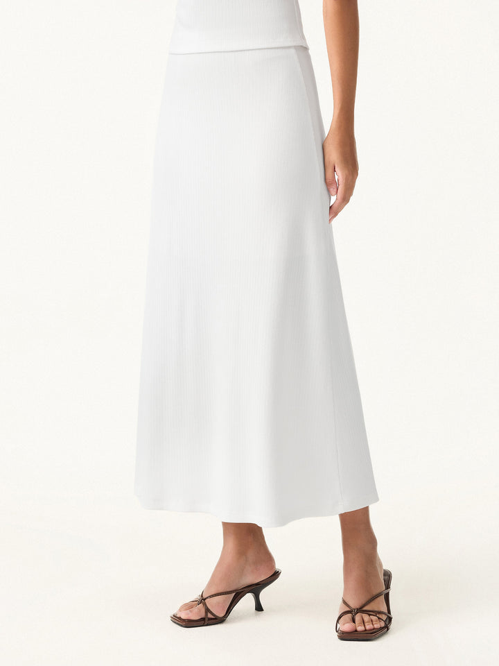 Stretch Cotton Pointelle A-line Midi Skirt