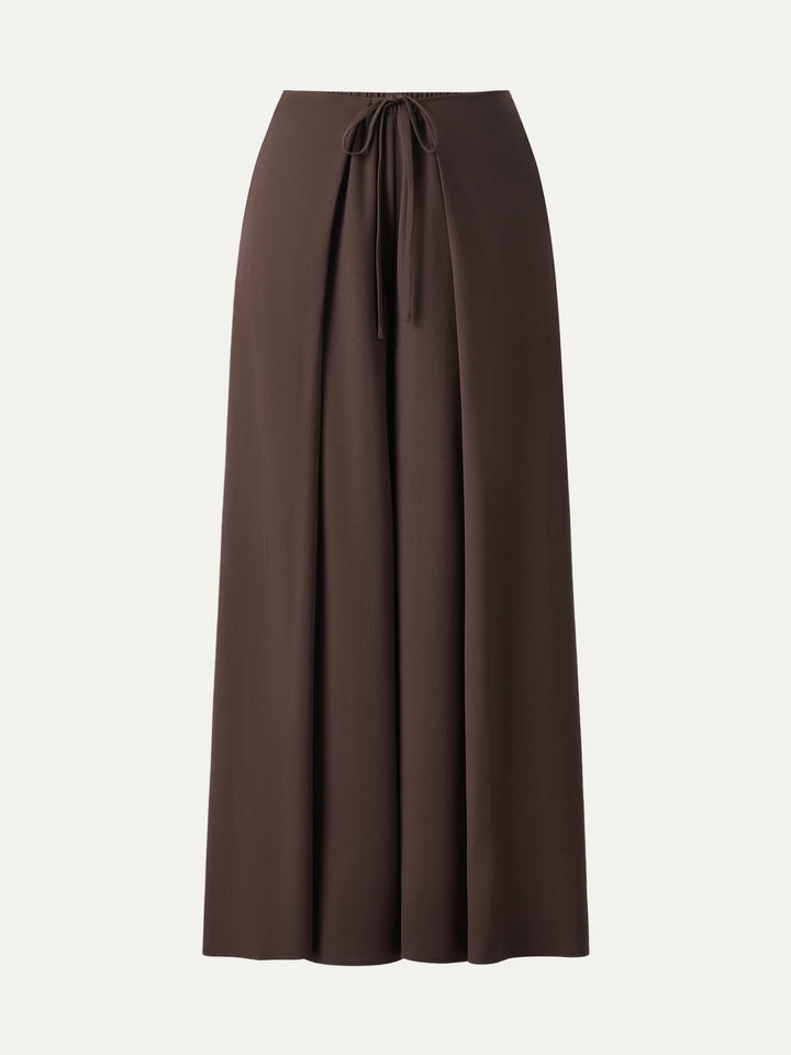 Bamboo Ponte Wrap-tie Palazzo Pants with Pockets