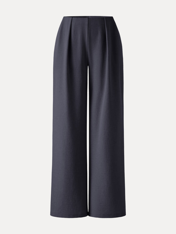 OGLmove Linen-Like Wide Flare Pant with Pockets Regular Black Navy