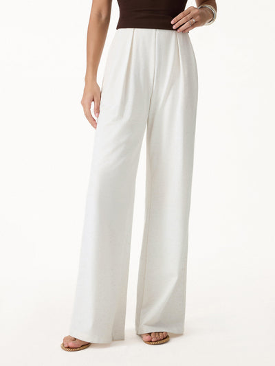 OGLmove Airy Stretch Linen-Like Wide Flare Pant with Pockets Regular White