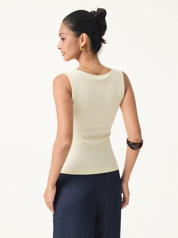 2Pcs Set V-neck Sleeveless Brami Tank & A-line Mini Skirt with Built-in Shorts