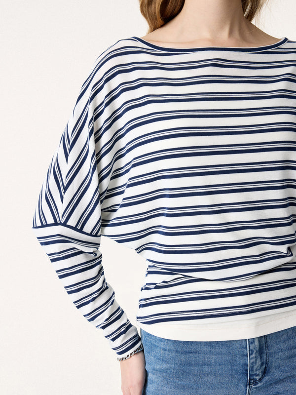 2Pcs Set U-Neck Brami Tank & Striped Boatneck Batwing Sleeves Top