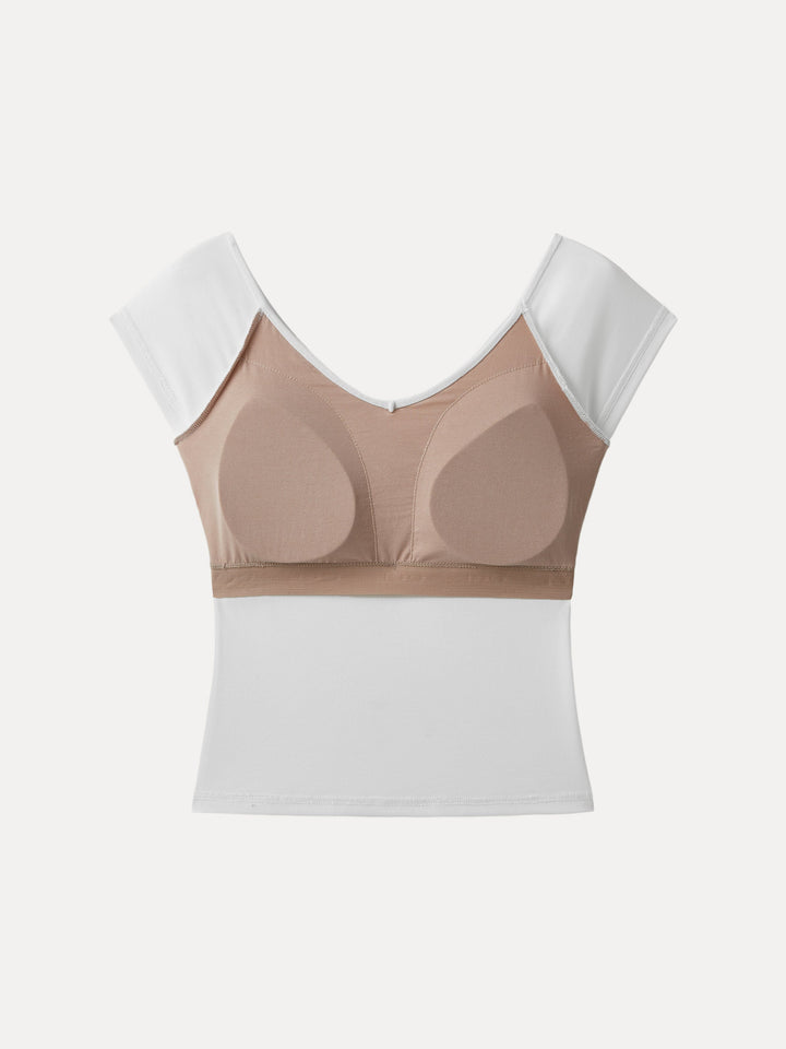 2Pcs Set Modal Raglan Sleeve Sculpt Brami Tee