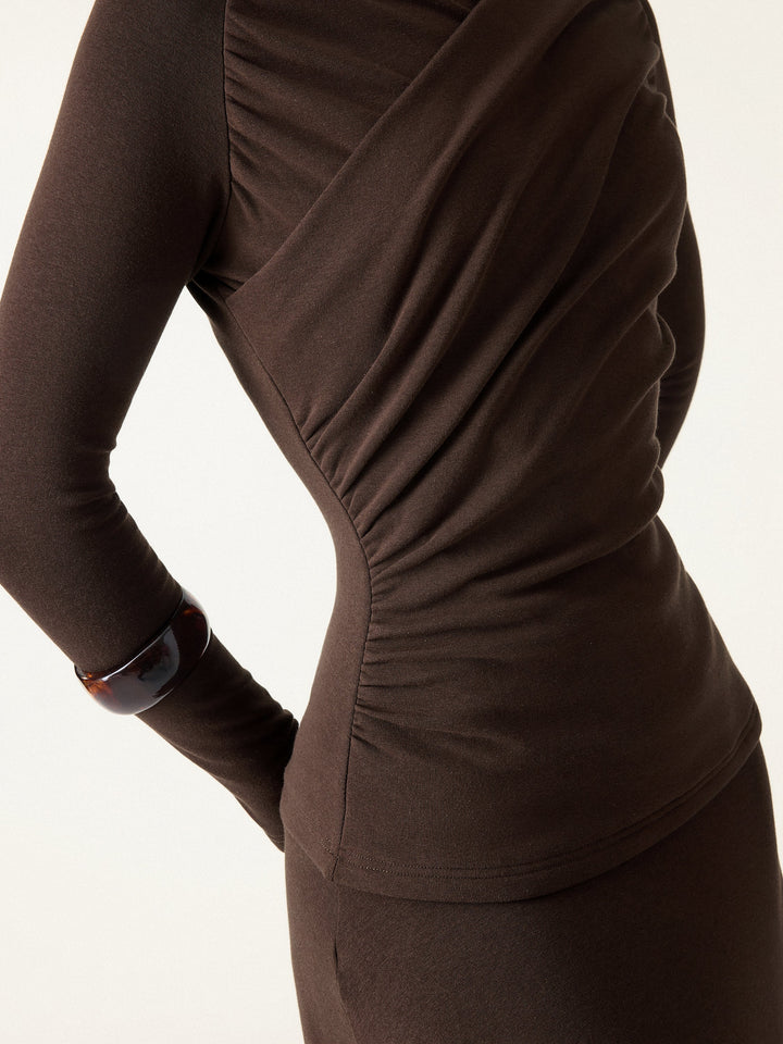 ProWarm Ruched Surplice V-neck Long Sleeve Top