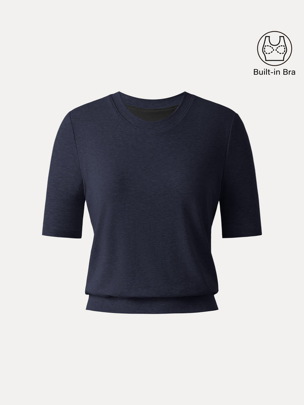 Lyocell Wool Crewneck Brami with Banded Hem