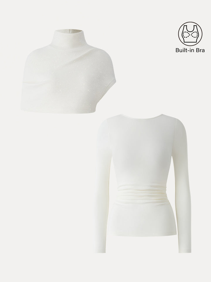 Shimmering Turtleneck Cap with Boatneck Brami