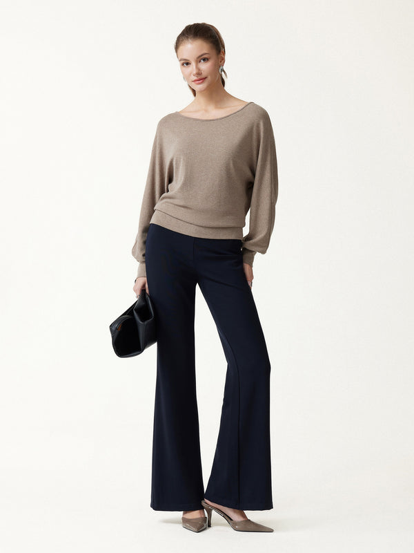 OGLmove LiteWarm Boatneck Lantern Sleeve Banded Hem Top