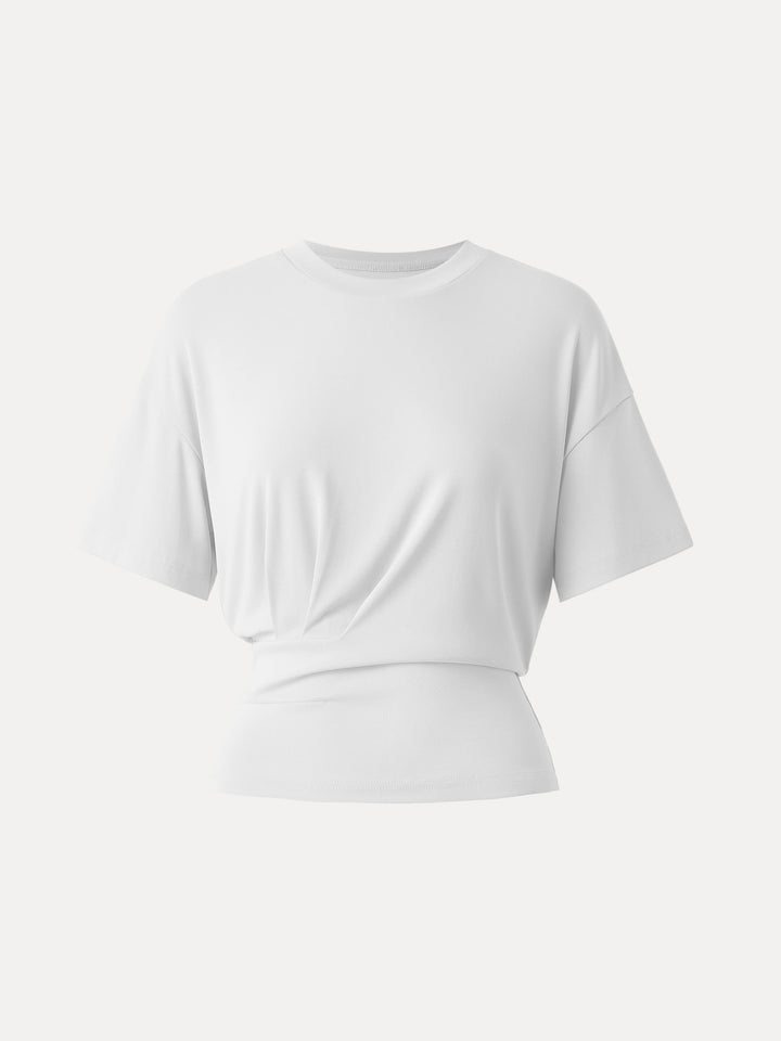 Sandwashed Crewneck Short Sleeve Tucked Tee White XS