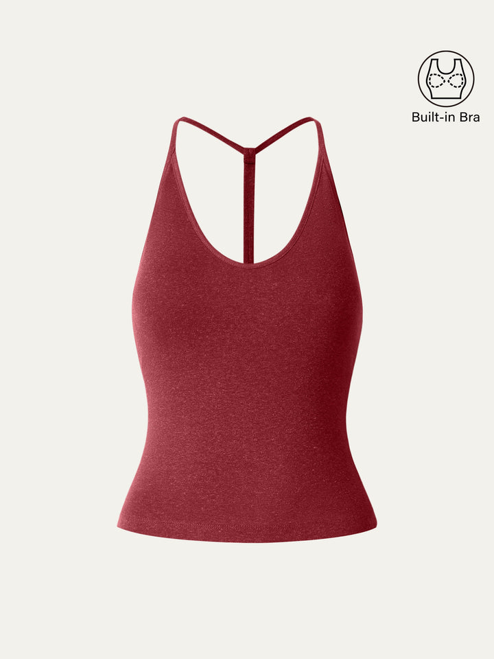 Soft Linen Luxe V-neck T-back Airy Brami Tank Christmas Red XS