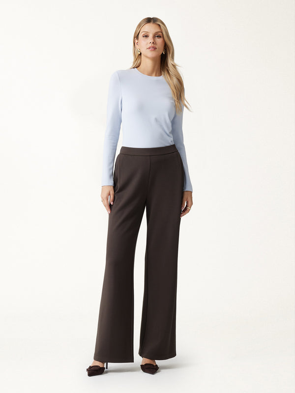 OGLmove Bamboo Piqué High-Rise Wide-Leg Tuck Pants with Pockets