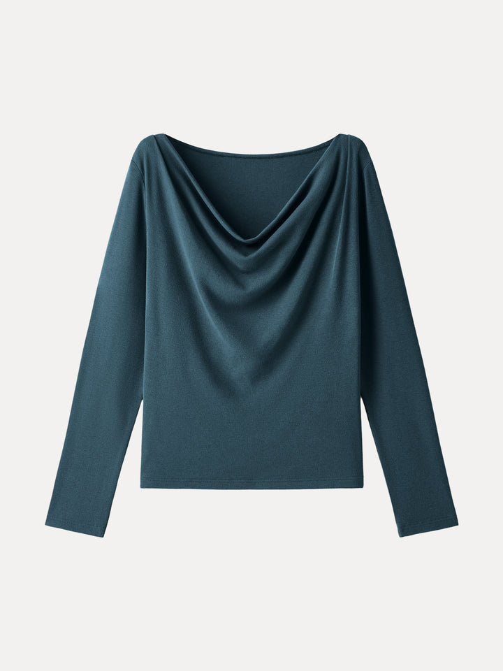 Effortless Cowl Neck Long Sleeve Top Forest Night XS