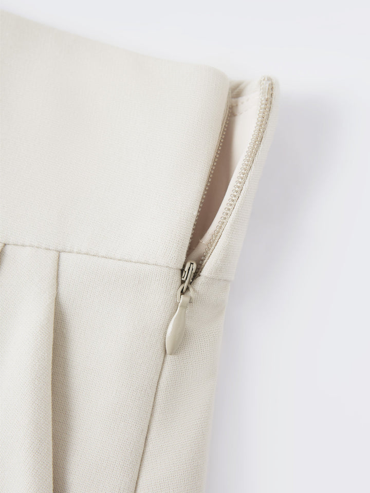 Bamboo Ponte A-line Pleated Mini Skirt with Shorts & Pockets