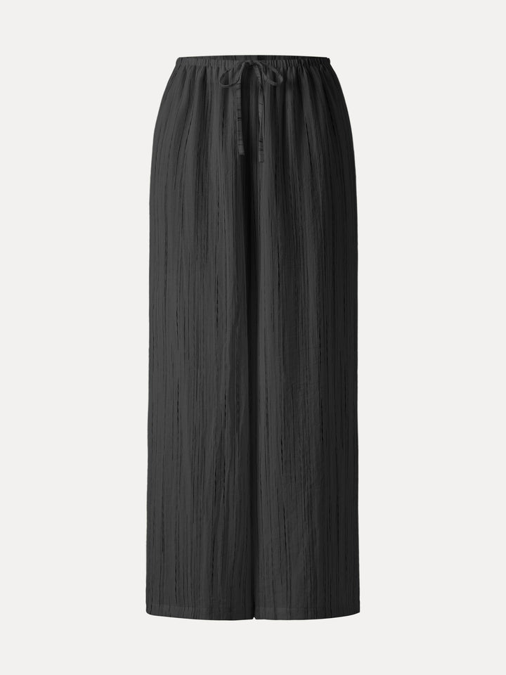 Summer Classic Striped Wide Leg Pants with Pockets Black Stripe XS